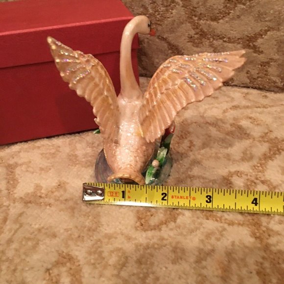 Great Gift!! Beautiful Mini Swan Bird Trinket Box Crystal Decor Easter - Picture 11 of 12